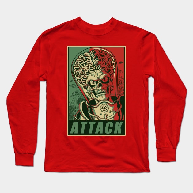 Attack! Green & Red Long Sleeve T-Shirt by ccourts86